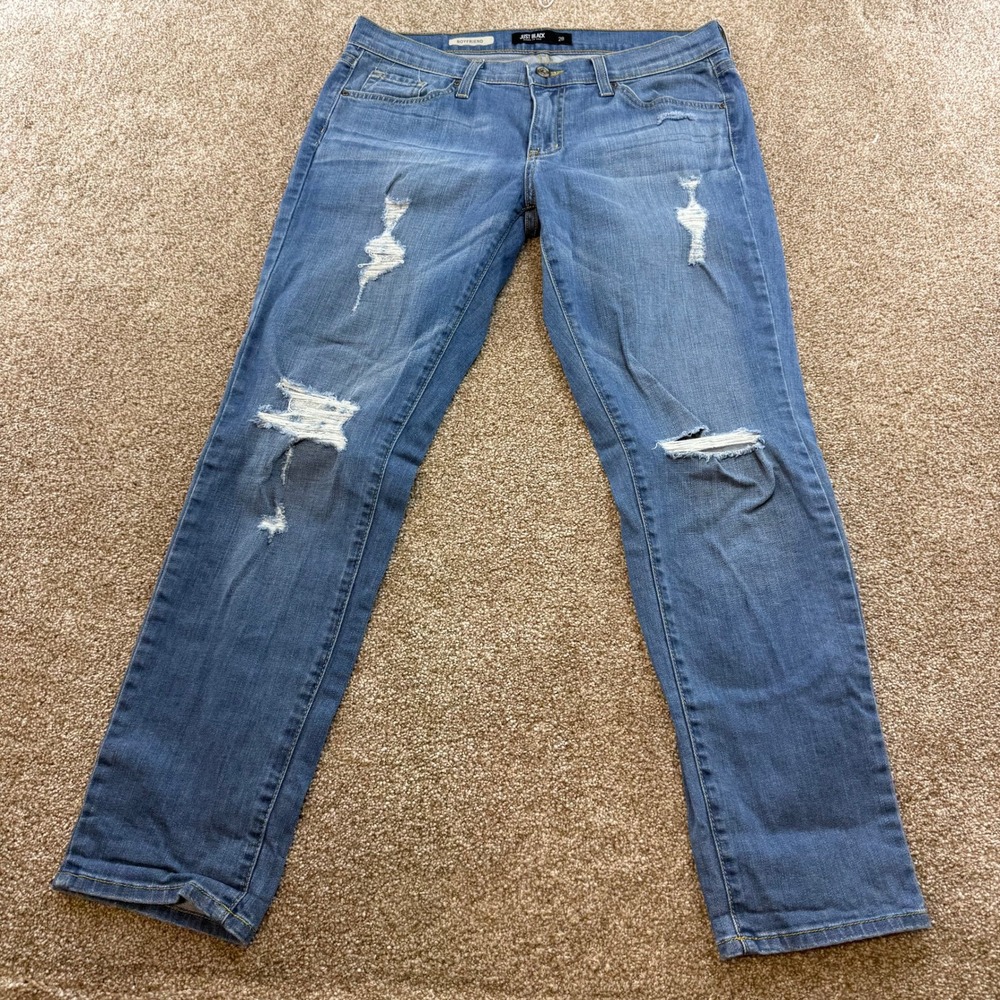 Just Black Womens Distressed Boyfriend Jeans 28 Blue Denim Cotton